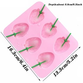 1pc; 6 Strawberry Ice Cube Molds; Ice Cube Tray; Popsicle Molds; 6.4"√ó5.2"