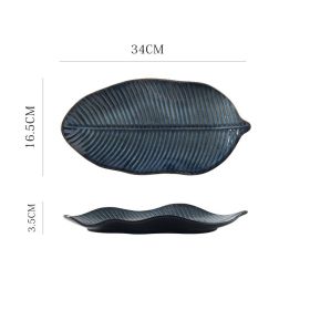 Japanese Fish Creative Leaf Dinner Household Kiln Changed Ceramic Dinner Plate (Option: D)