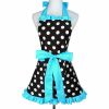 1pc Cute Apron, Retro Polka Dot Aprons, Ruffle Side Vintage Cooking Aprons With Pockets, Adjustable Kitchen Aprons For Women Girls, Waitress Chef, For