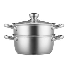 Home Kitchen 304 Stainless Steel Food Steamer Cookware with Lid (type: 24cm-5QT, Color: Silver)