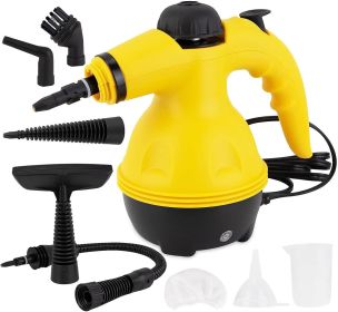 Handheld Steam Cleaner For Home Use, Steamer For Cleaning With Lock Button And 7 Accessory Kit Handheld Pressurized Steamer For Sofa, Bathroom, Car, F (SC23: Yellow)