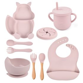 Silicone Squirrel Tableware Baby Silicone Food Supplement Set Baby Spork Integrated Silicone Plate Suit (Option: Y26-Suit)