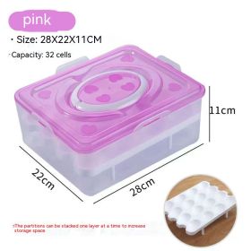 Portable Double Layer Plastic Egg Box (Color: Pink)