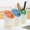 1pc Kitchen Utensil Holders Cutlery Drying Rack For Counter With Catch Pan And Drain Hole; Anti Tilting Kitchen Silverware Drainer Basket Sink