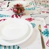 Muwago Christmas Garland Trimming Printed Fabric Tablecloth For Dining Room Decoration Washable Anti-Stain Anti-Oil Table Cover