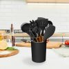 11Pcs Silicone Cooking Utensil Set Heat Resist Wooden Handle Silicone Spatula Turner Ladle Spaghetti Server Tongs