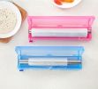 Plastic Cling Wrap Storage Holder with Slide Cutter Cling Film Cutter Aluminum Foil, Parchment Paper Dispenser